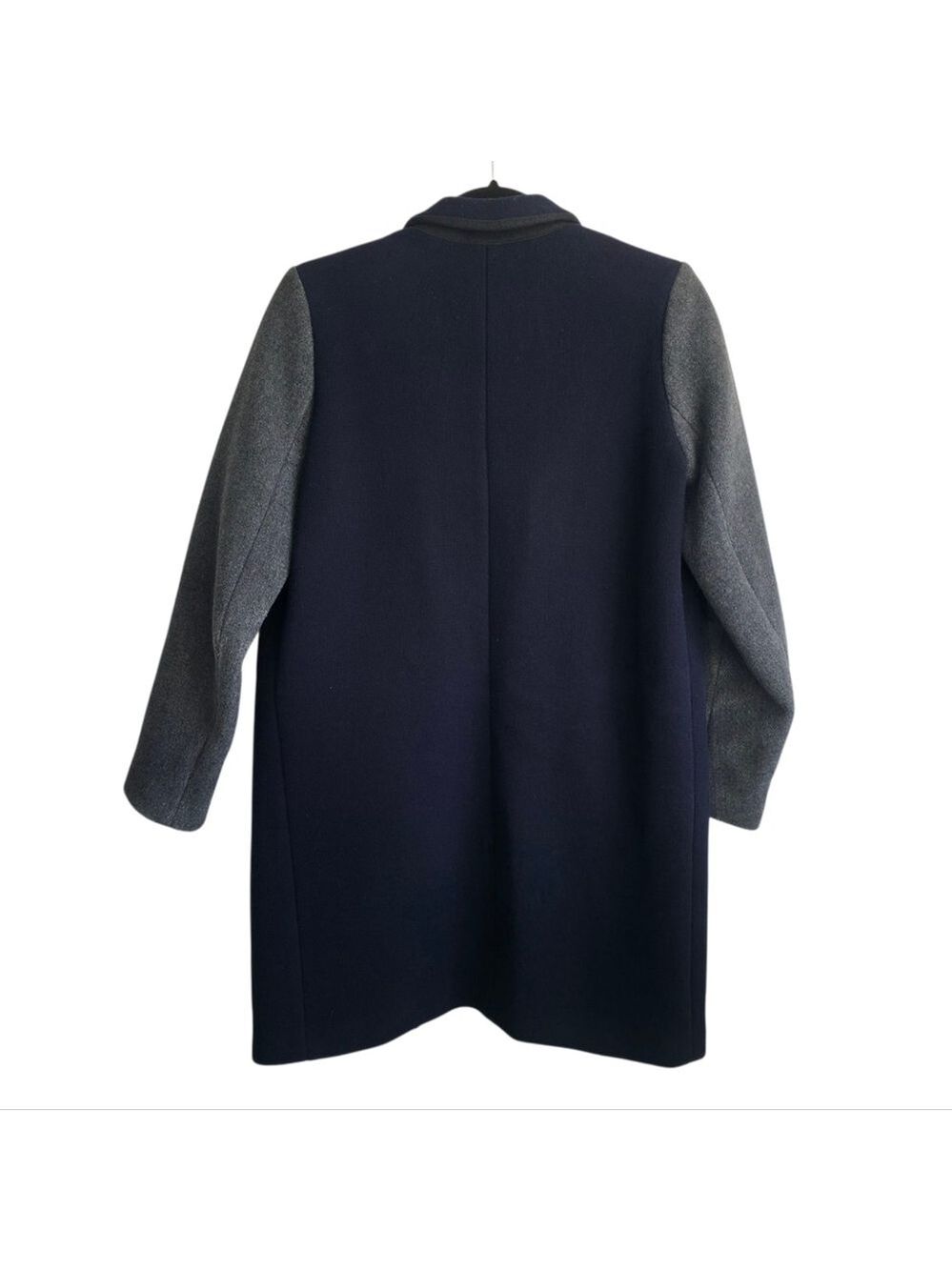 Sandro Paris Navy Colorblock Tailored Wool Coat 36 - Picture 5 of 12